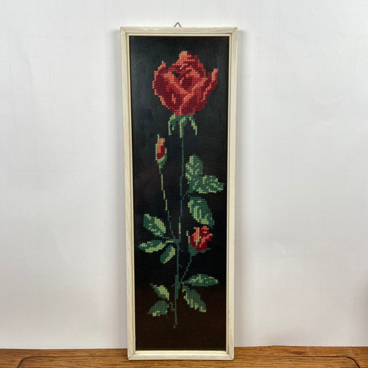Geborduurd schilderij rozen