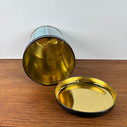 Vintage Tomado blik blauwe streep