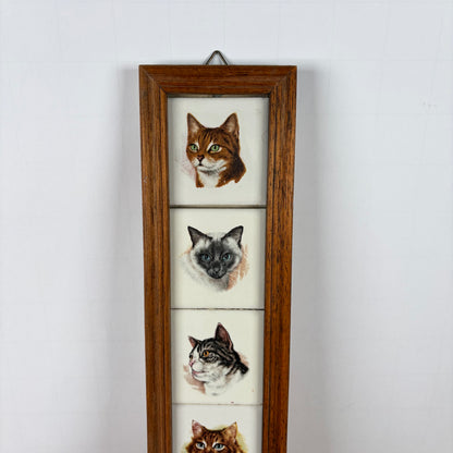 Vintage tegeltjes katten in lijst