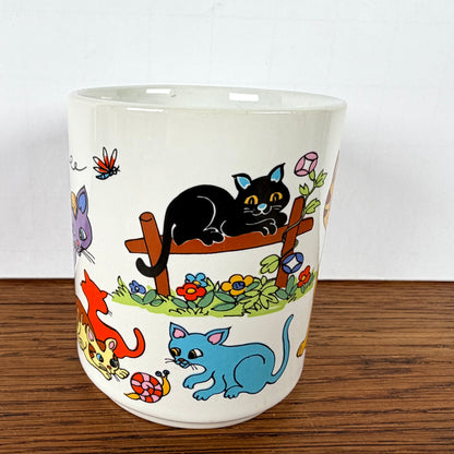 Vintage katten mok gekleurd