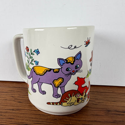 Vintage katten mok gekleurd
