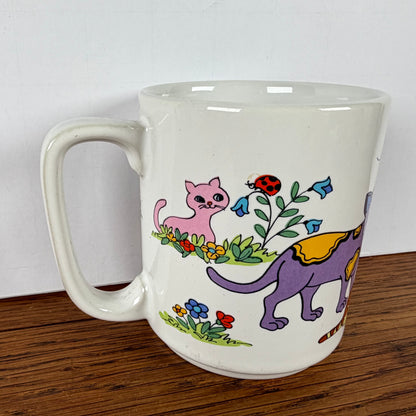 Vintage katten mok gekleurd