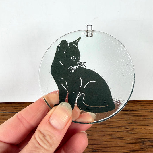 Vintage raamhanger kat zwart