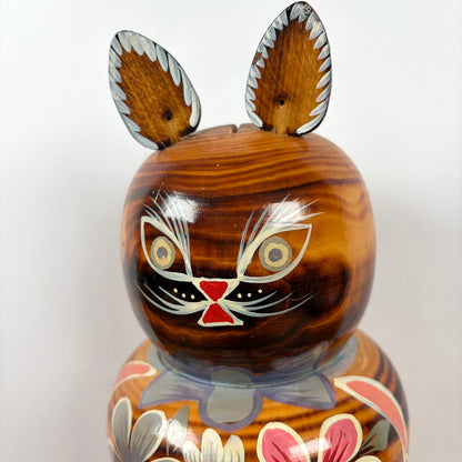 Vintage Spaarpot houten kat