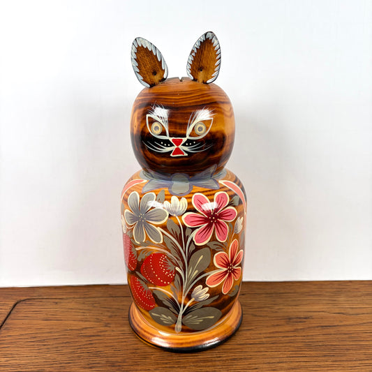 Vintage Spaarpot houten kat