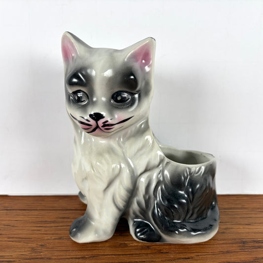 Vintage bloempot kat