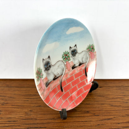 Vintage bordje 2 katten op muur