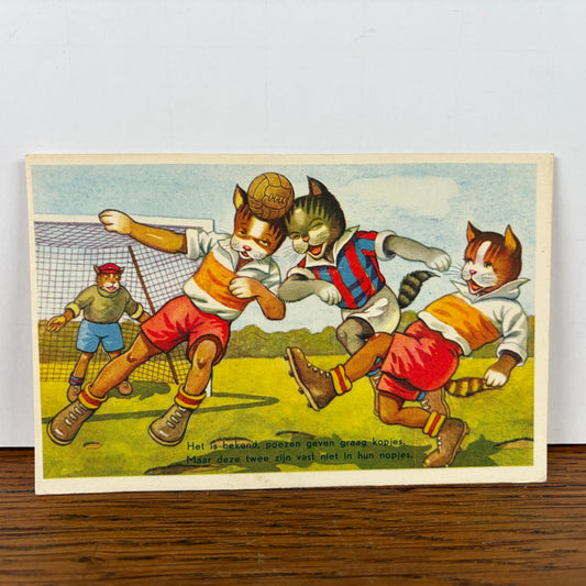 Vintage katten kaart voetbal