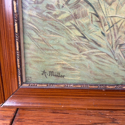 Vintage groot schilderij katten