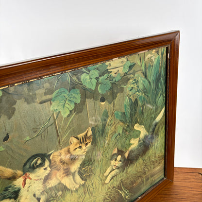 Vintage groot schilderij katten