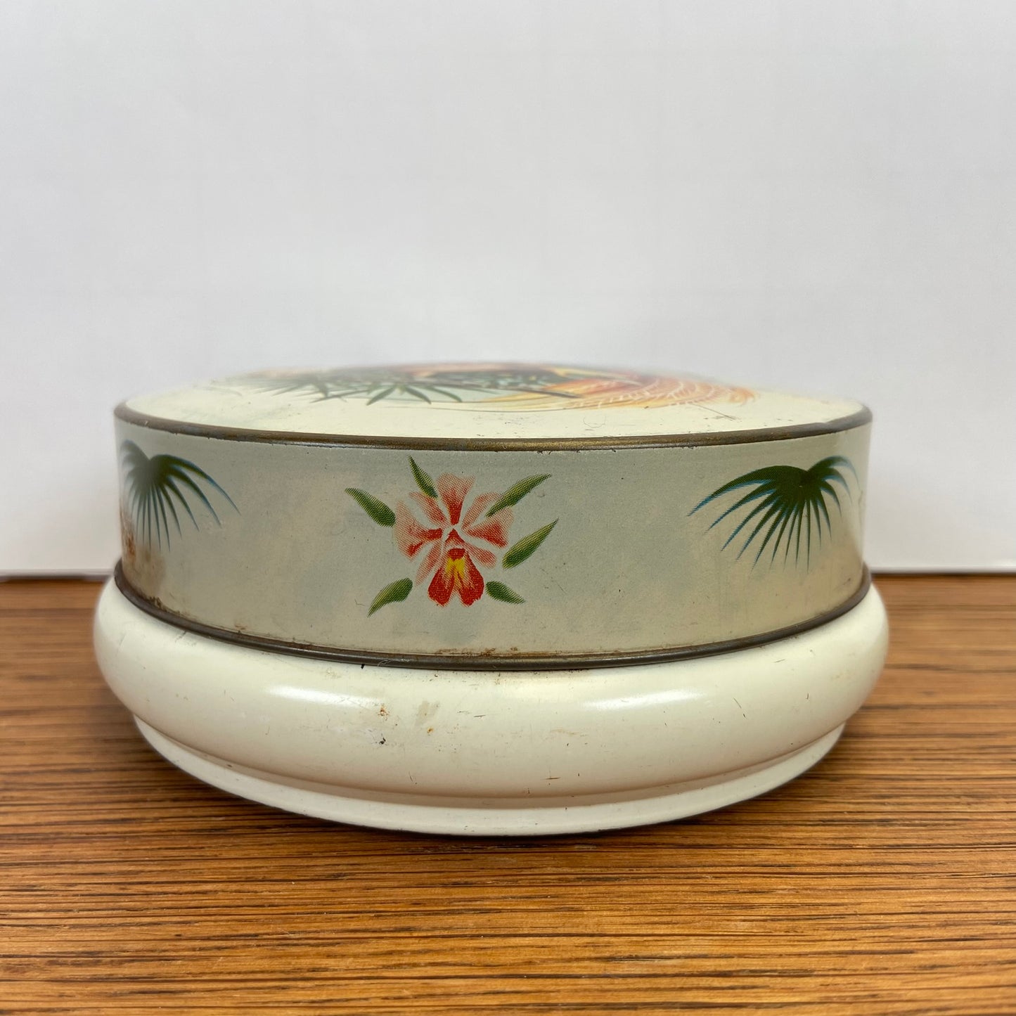 Vintage blikje paradijsvogels rond