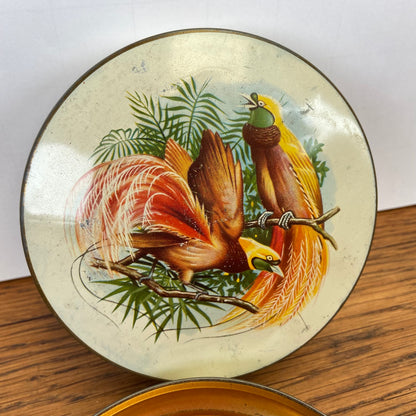 Vintage blikje paradijsvogels rond