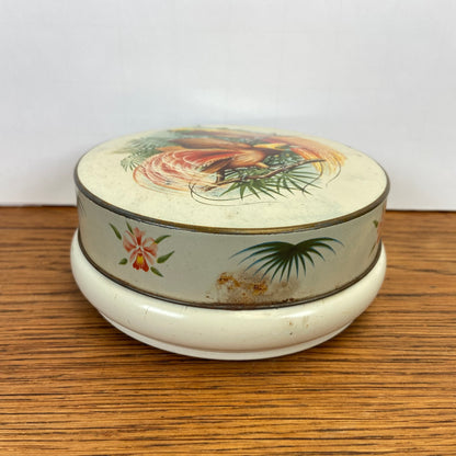 Vintage blikje paradijsvogels rond