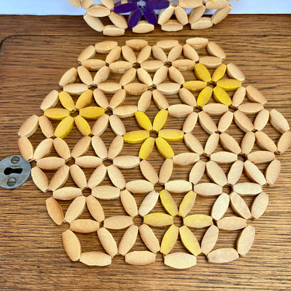 4 vintage houten pannen onderzetters