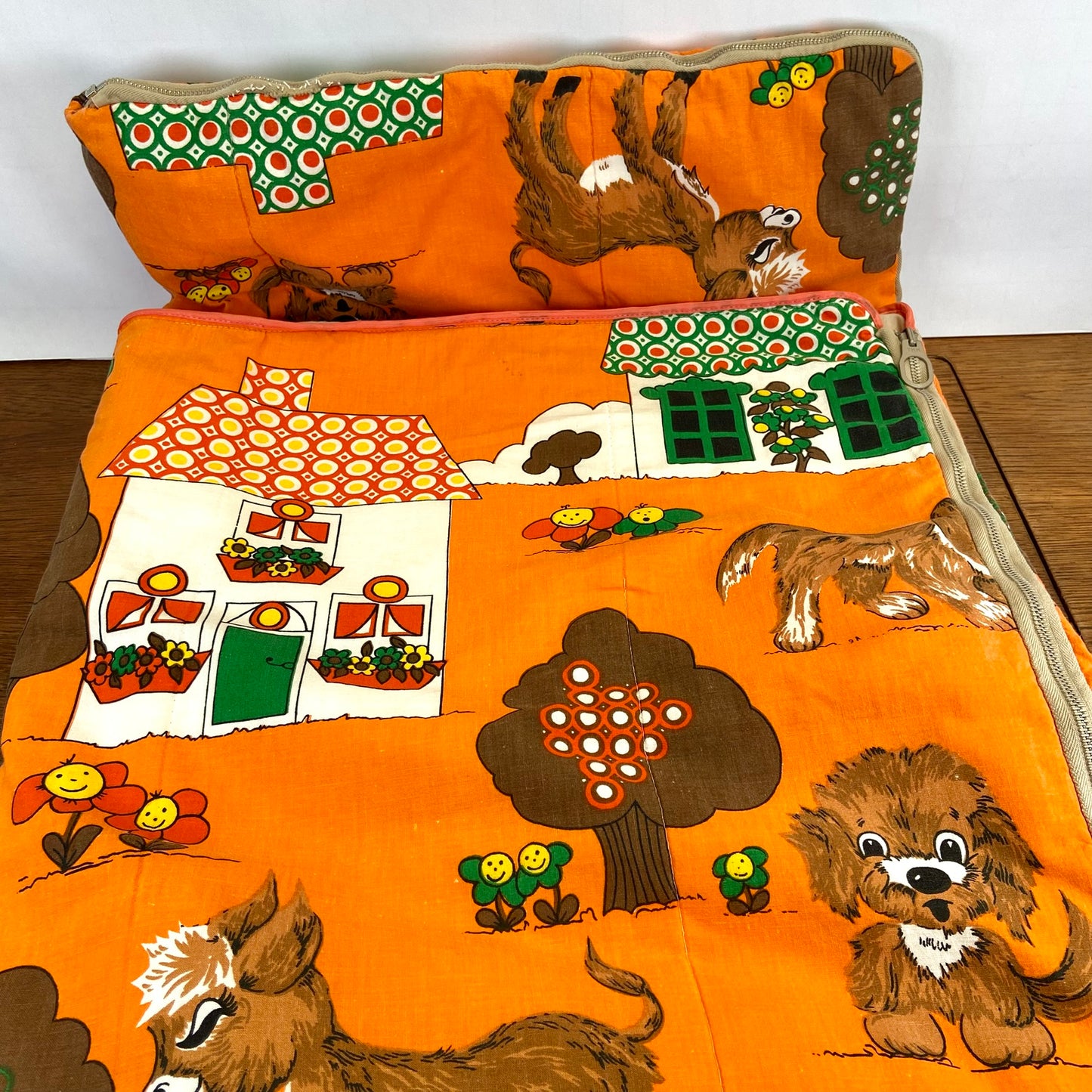 Vintage kinderslaapzak oranje