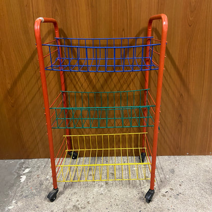 Vintage gekleurd keukenrek - trolley op wieltjes