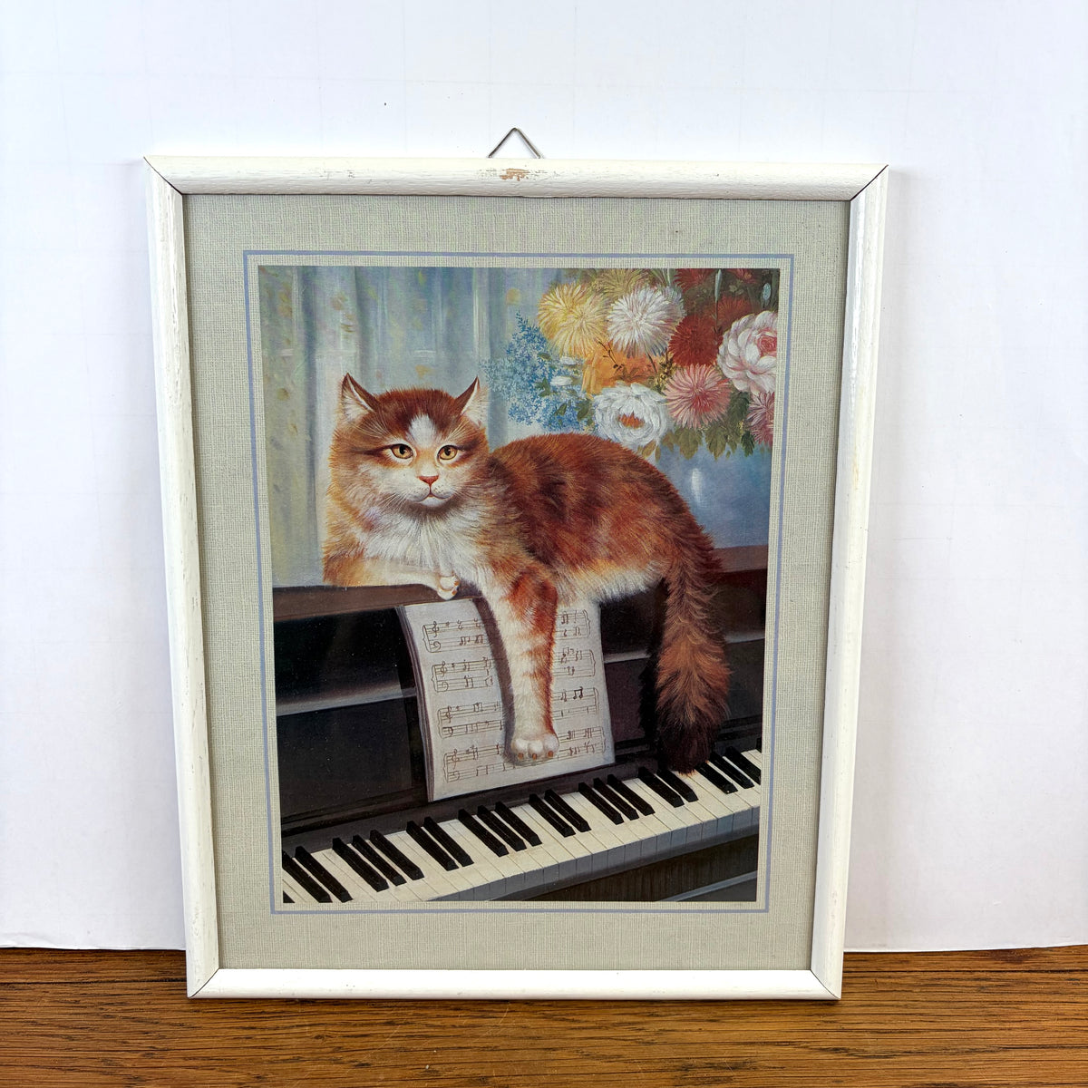 Vintage schilderij kat piano