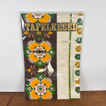 Vintage tafelkleed groen geel bruin
