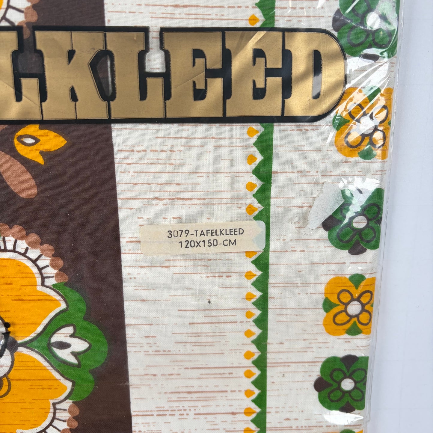 Vintage tafelkleed groen geel bruin