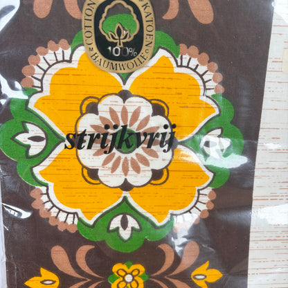 Vintage tafelkleed groen geel bruin