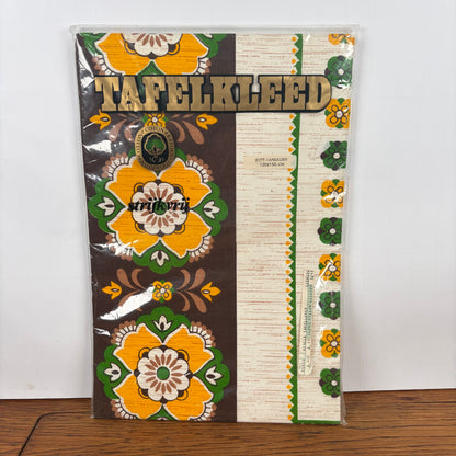 Vintage tafelkleed groen geel bruin