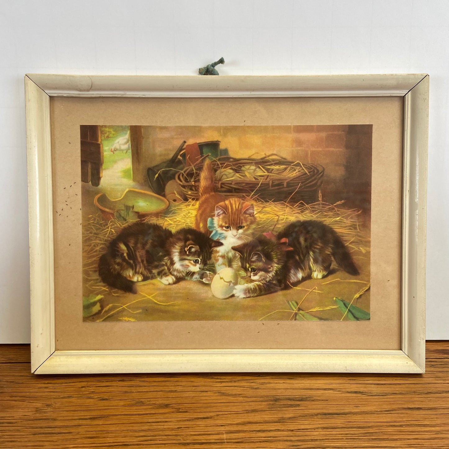 Vintage schilderijtje kittens