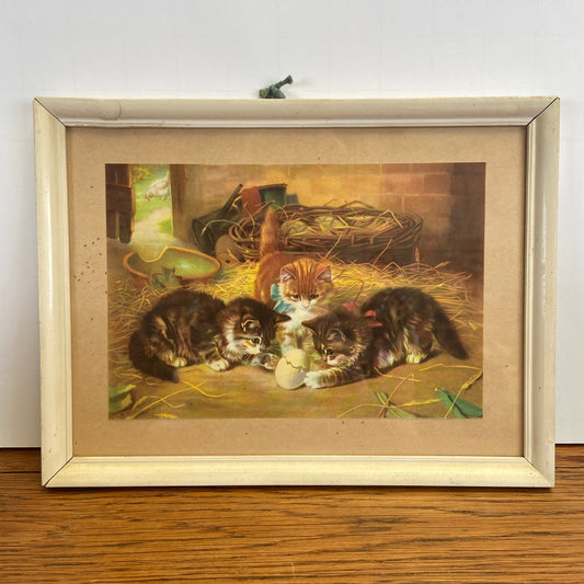 Vintage schilderijtje kittens