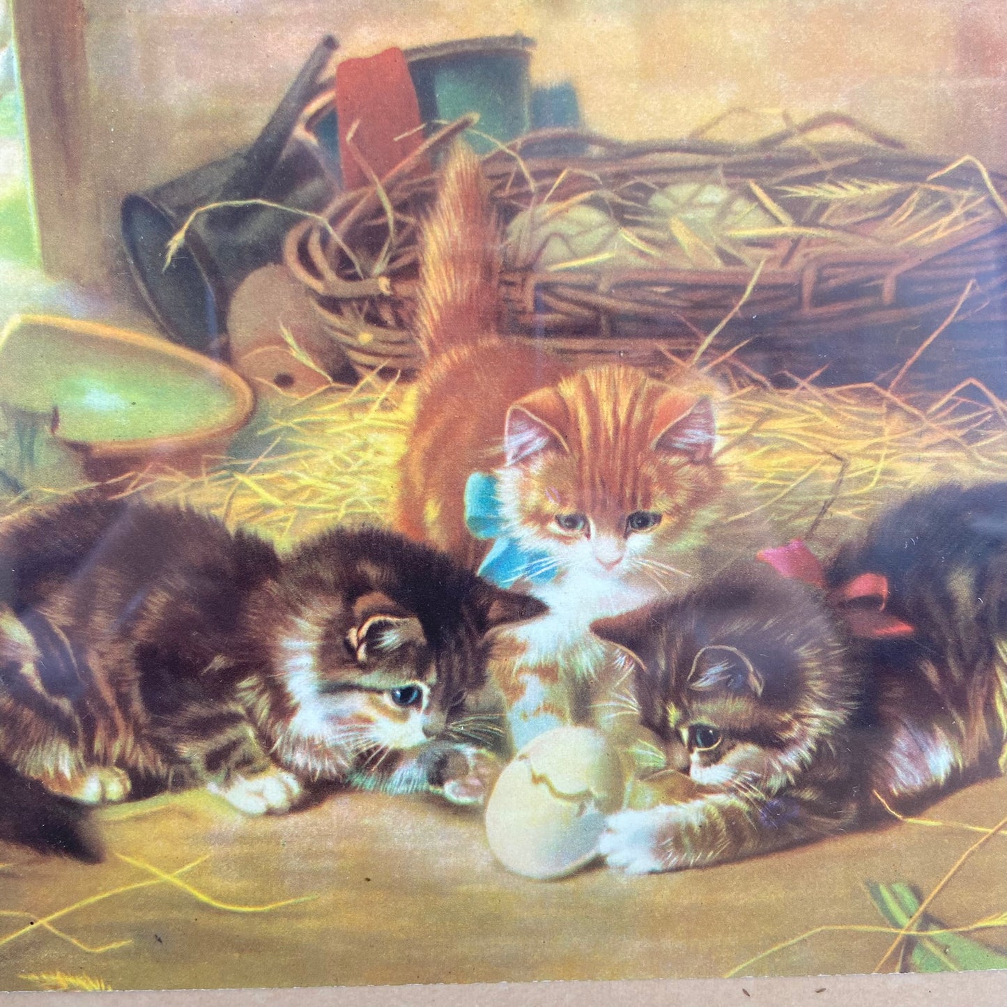 Vintage schilderijtje kittens