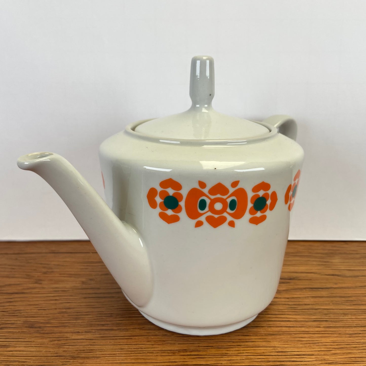 Vintage theepot oranje bloemen