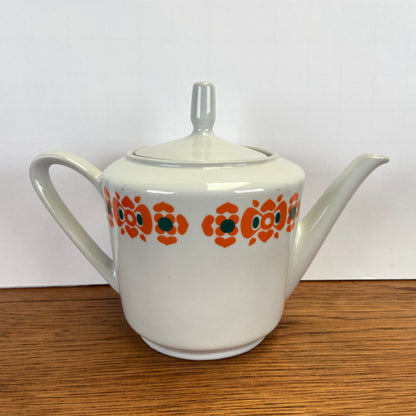 Vintage theepot oranje bloemen