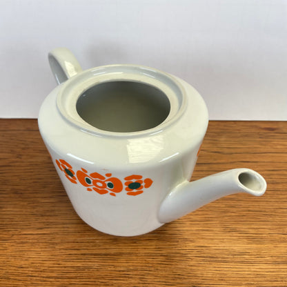 Vintage theepot oranje bloemen