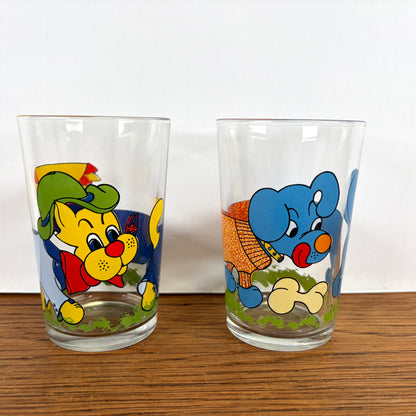 2 vintage glaasjes lange hond