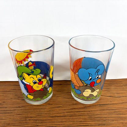 2 vintage glaasjes lange hond