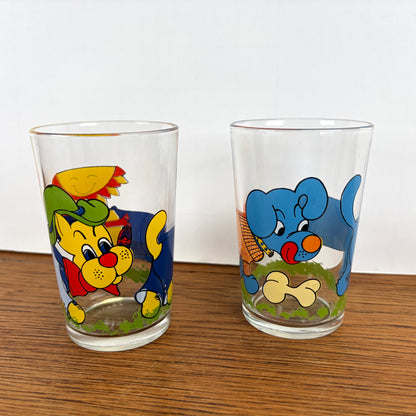 2 vintage glaasjes lange hond