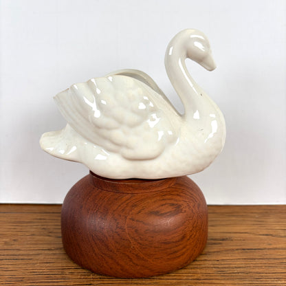 Vintage witte bloempot zwaantje