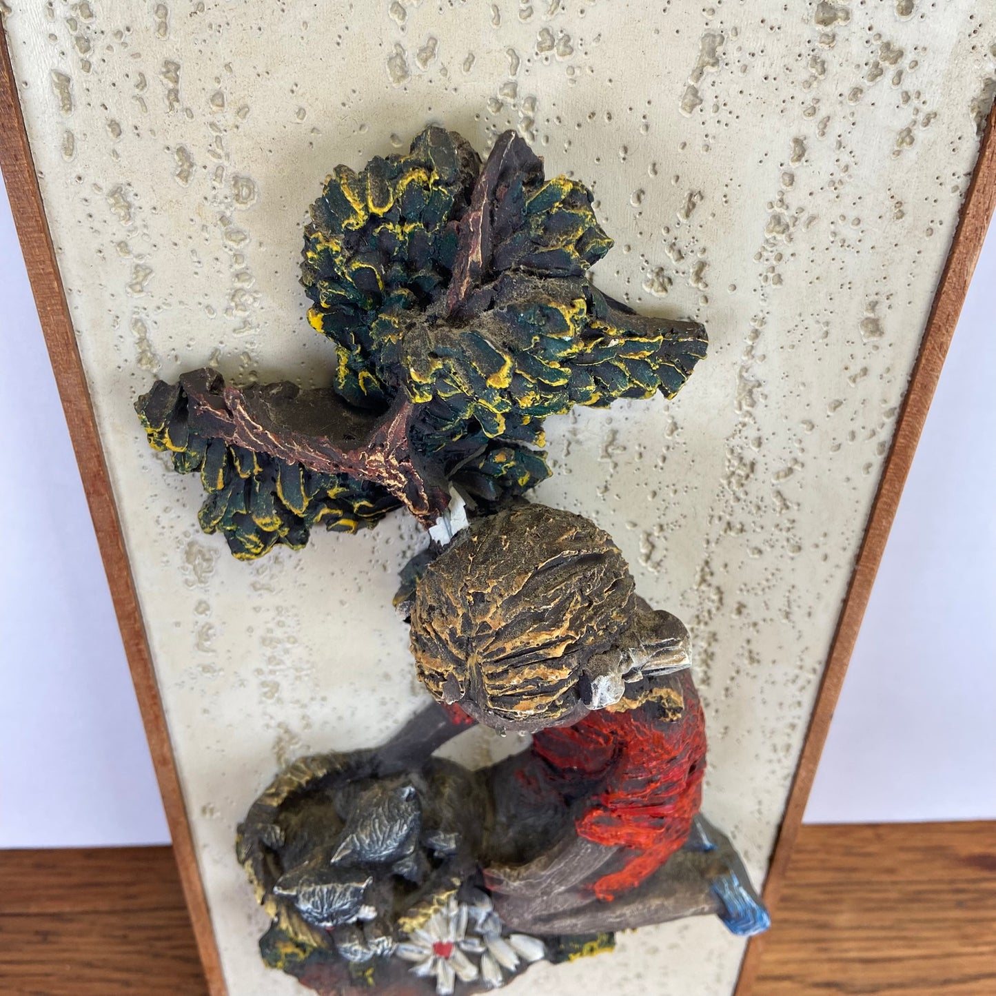 Vintage 3D schilderij meisje met kat