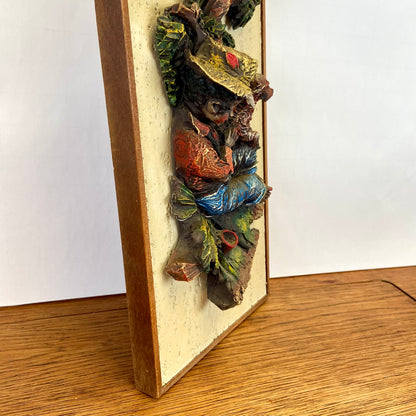 Vintage 3 D schilderij jongen met hond