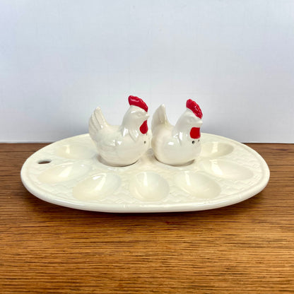 Vintage eierschaal met kippen