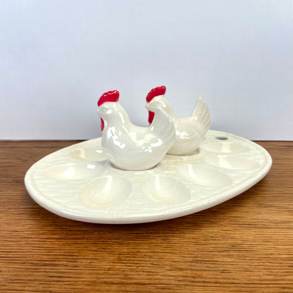 Vintage eierschaal met kippen