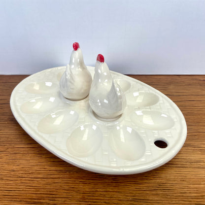 Vintage eierschaal met kippen