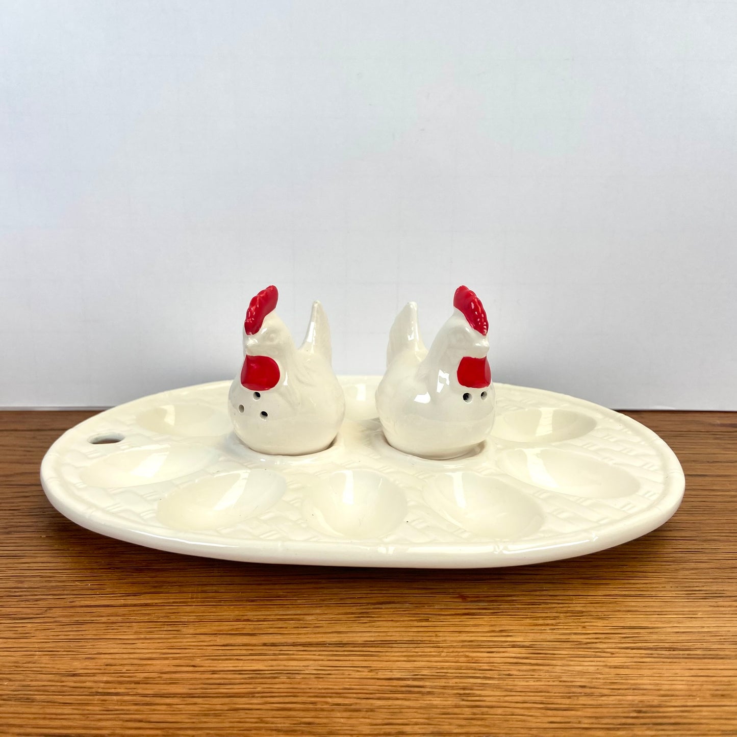 Vintage eierschaal met kippen