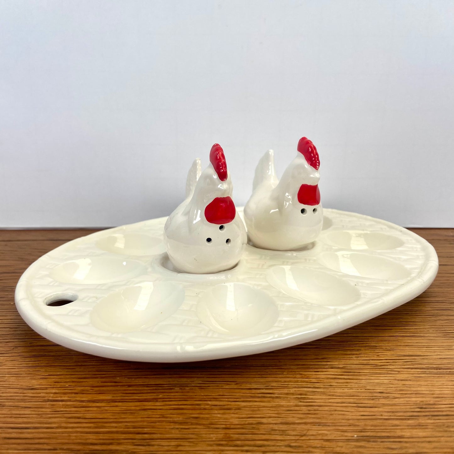 Vintage eierschaal met kippen