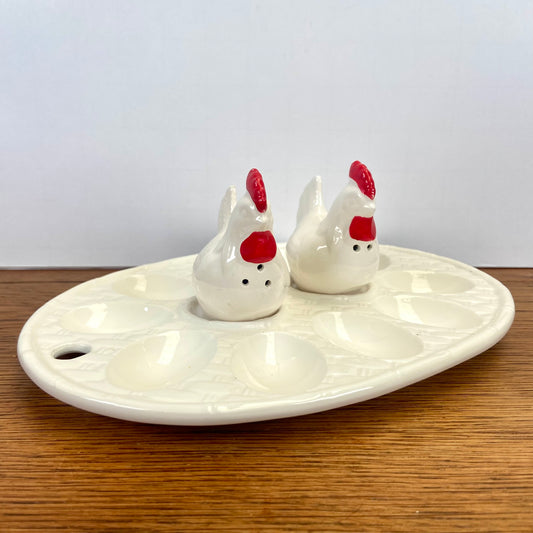Vintage eierschaal met kippen