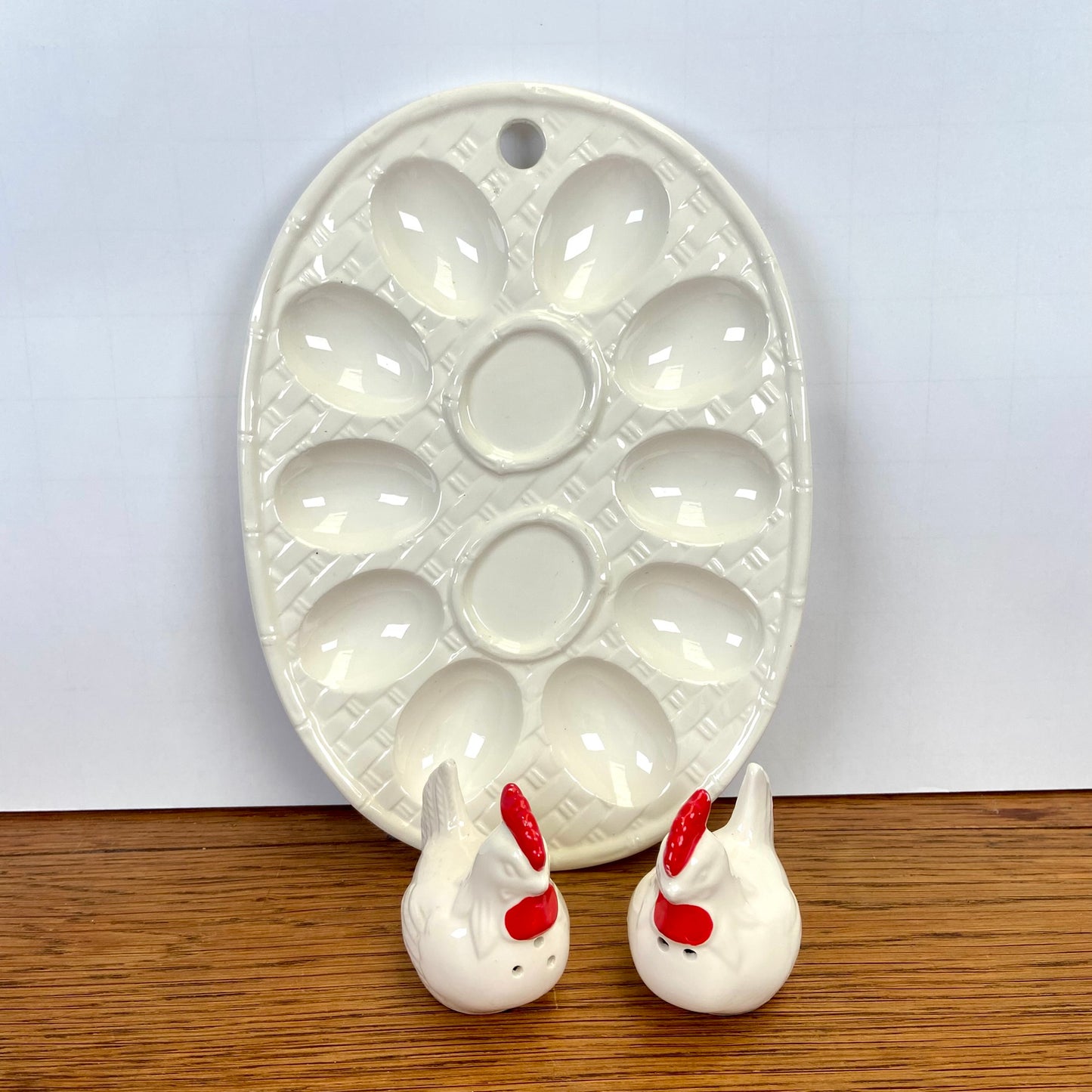 Vintage eierschaal met kippen