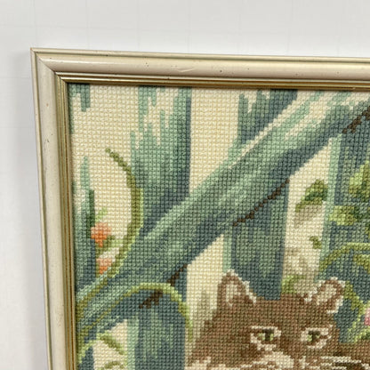 Geborduurd schilderij kat