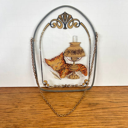 Vintage raamhanger kat met lamp