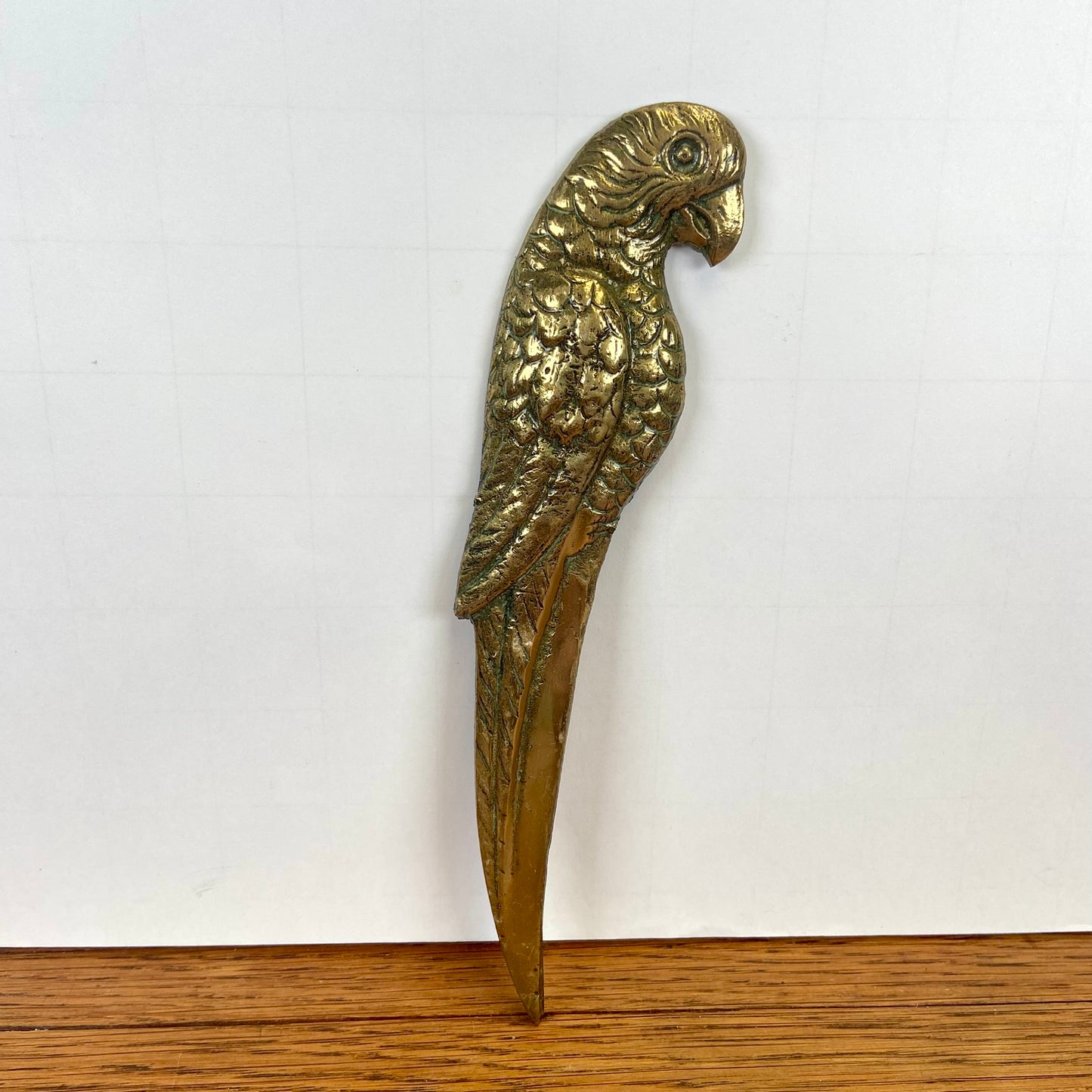 Vintage messing briefopener papegaai