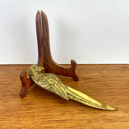 Vintage messing briefopener papegaai