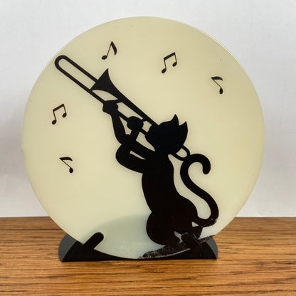 Waxinelicht houder kat met trombone