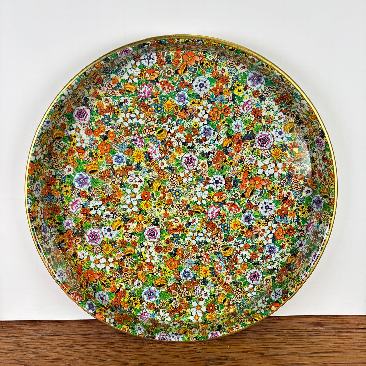 Vintage dienblad bloemen goud